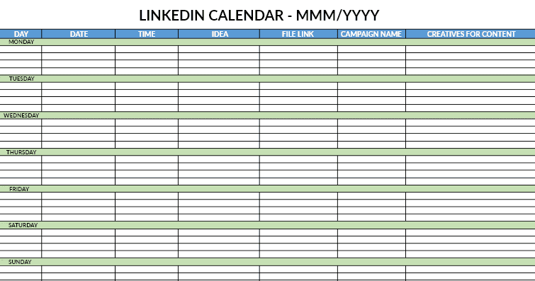 LinkedIn calendar