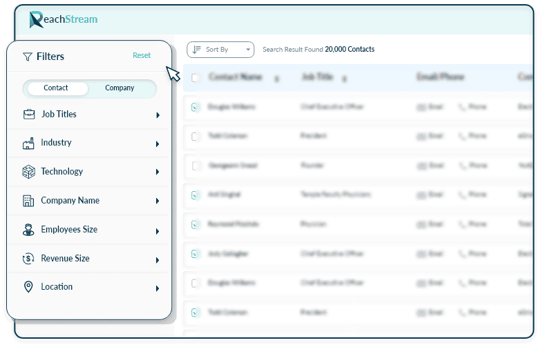 Create targeted sales lists with ReachStream.