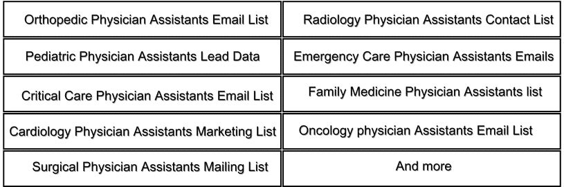 Physician Assistant Email List by Specialization