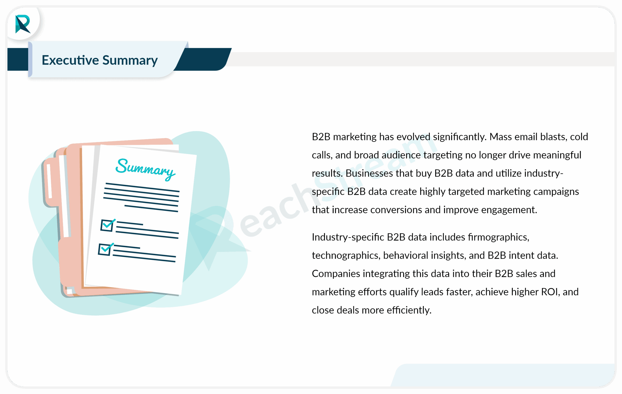 summary document for B2B data