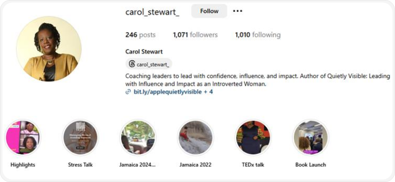 Bio and About sections on social media showing contact details like email addresses.