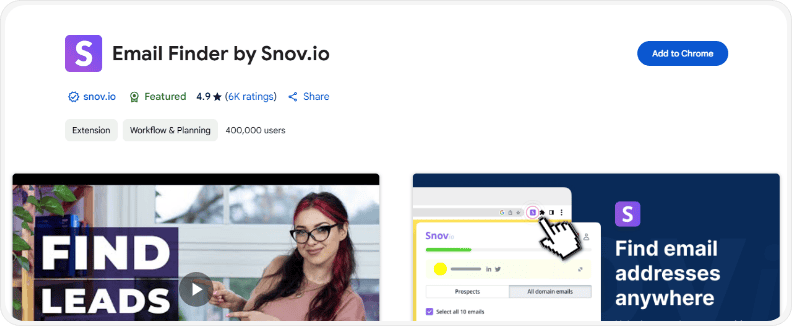 Snov.io Chrome Extension for finding email addresses and leads online
