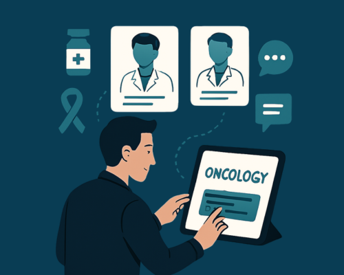 Pharma rep promoting oncology drug to oncologist via email