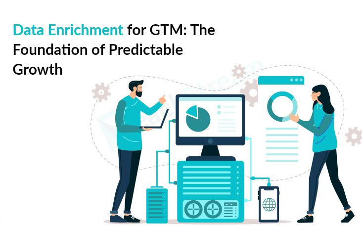 Illustration promoting data enrichment for GTM whitepaper with download button