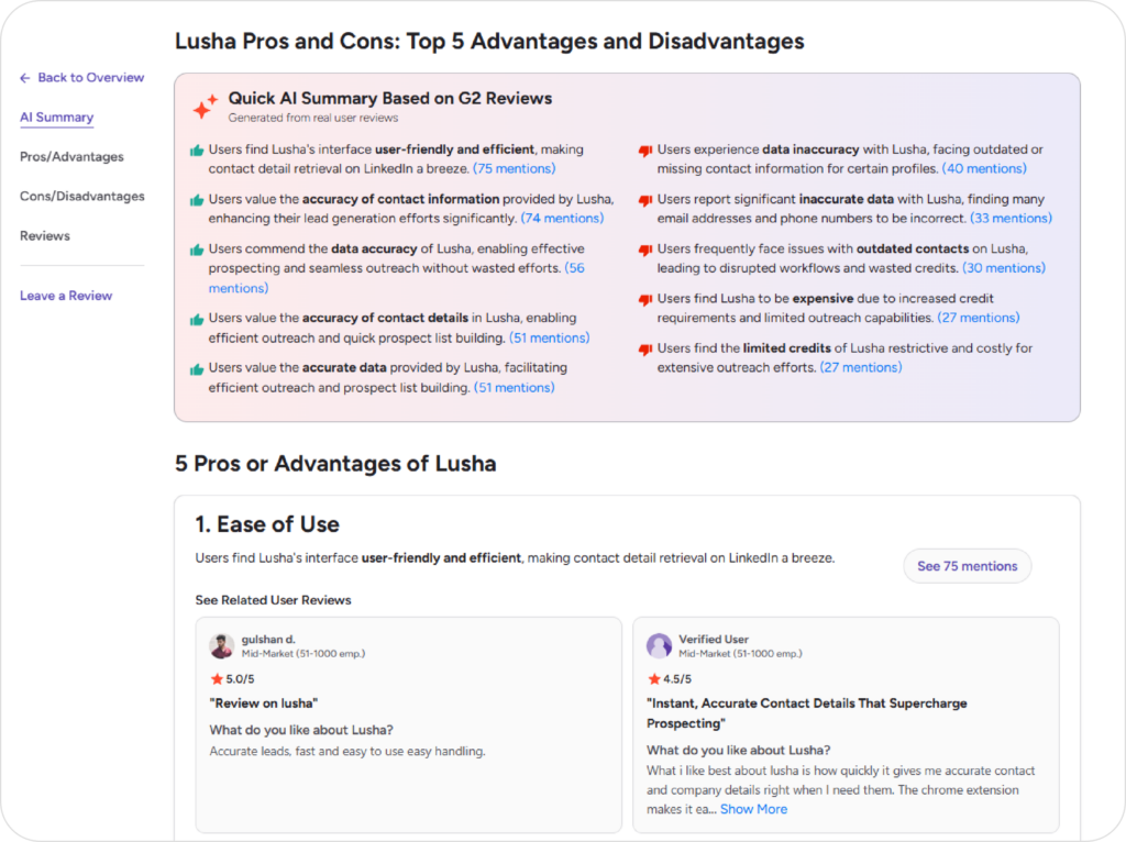 Lusha Customer Reviews